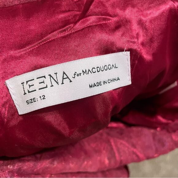 Ieena for Mac Duggal Embroidered Sleeveless Plunge Neck A-Line Gown Berry Sz 12 - Picture 8 of 10